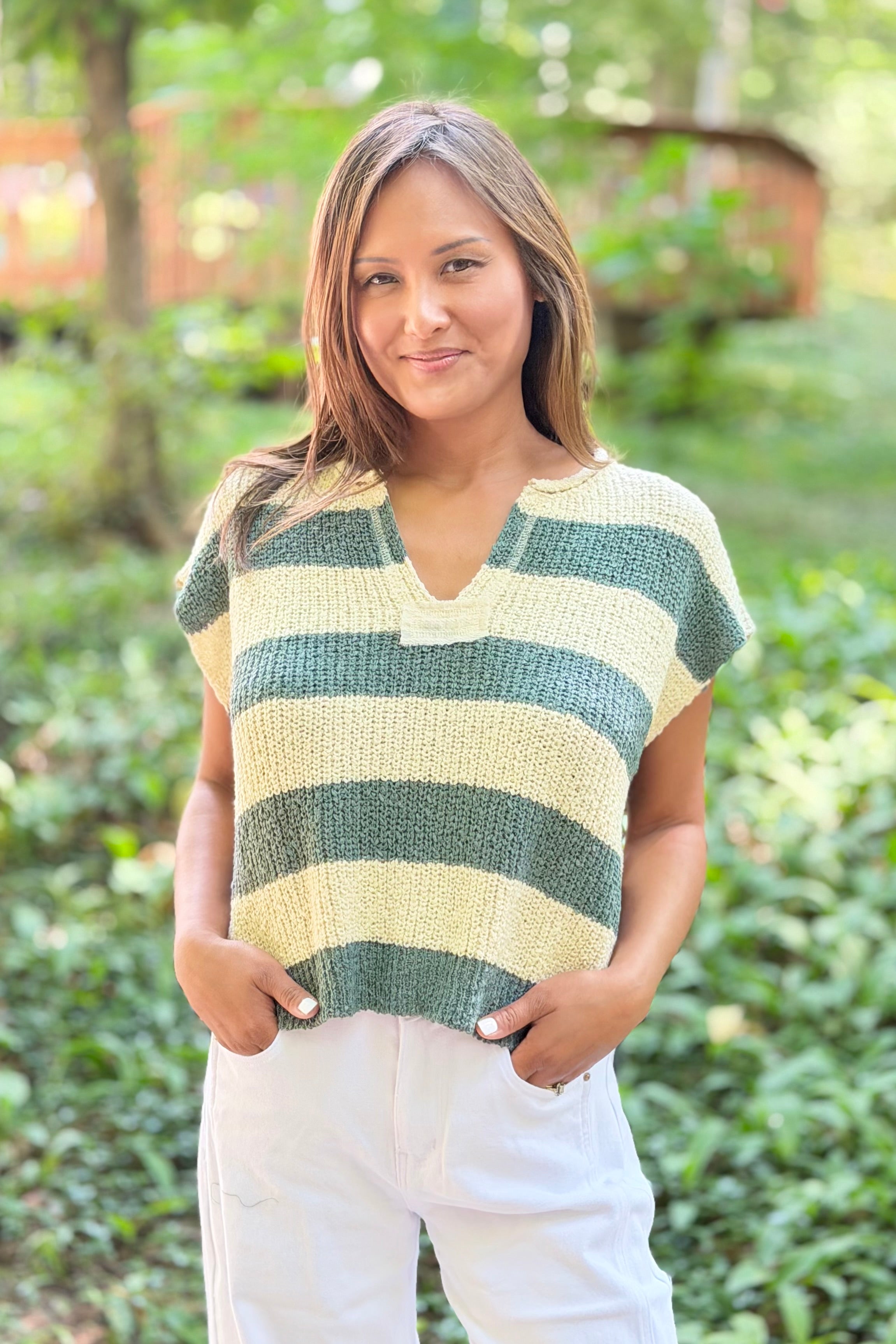Stripe Sleeveless Sweater - Ash Jade