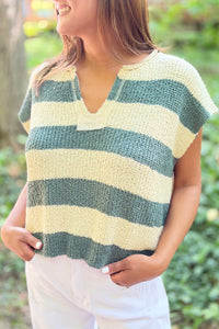Stripe Sleeveless Sweater - Ash Jade