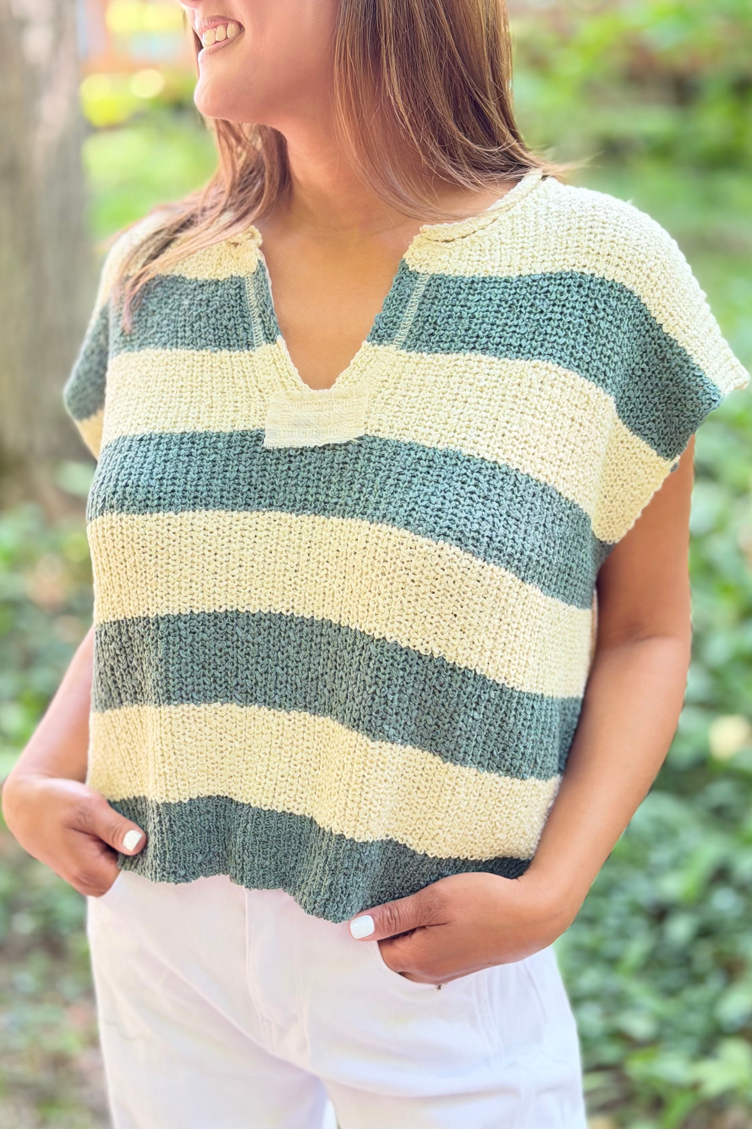 Stripe Sleeveless Sweater - Ash Jade
