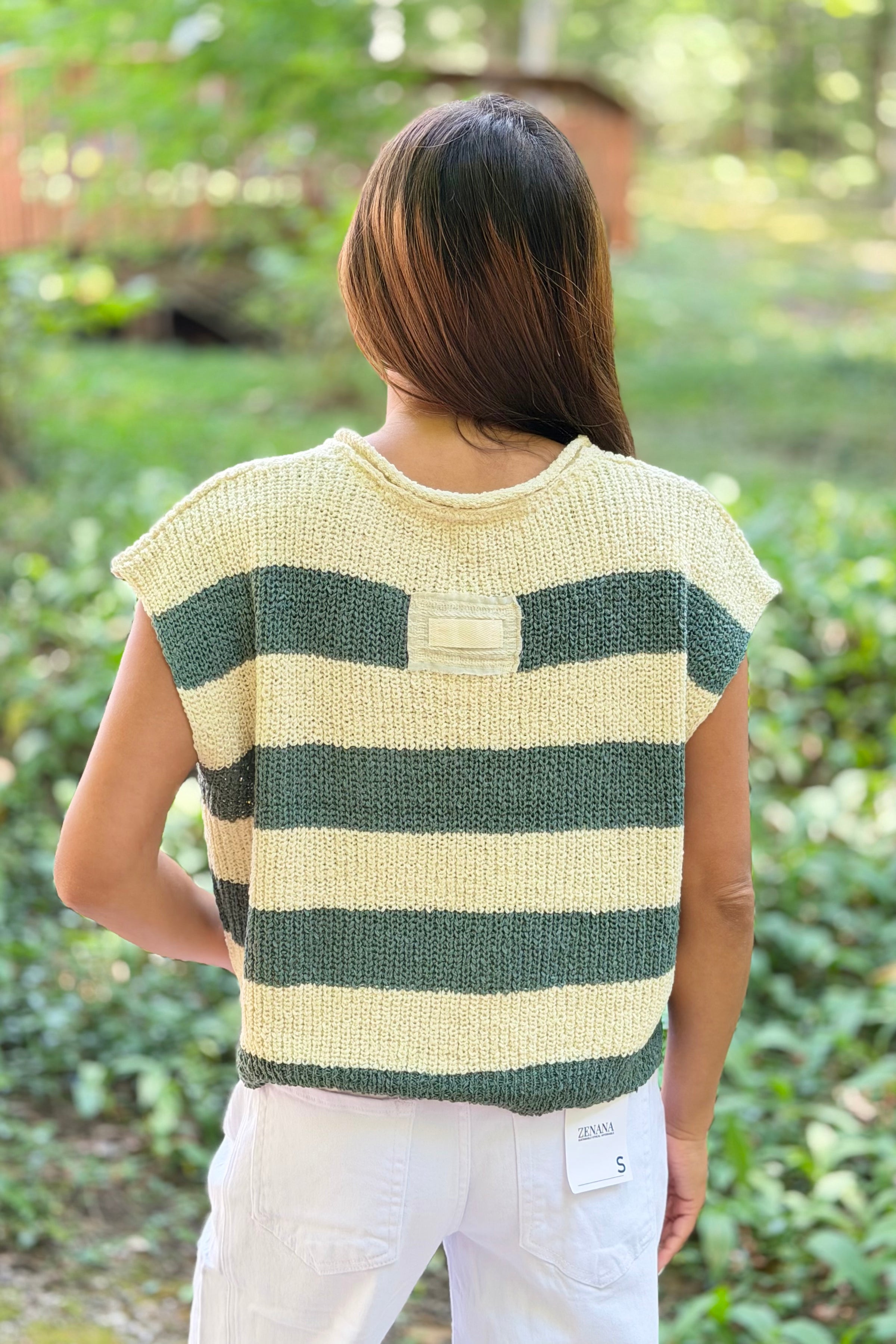 Stripe Sleeveless Sweater - Ash Jade