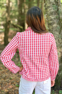 Plaid Frill Collar Button Down Shirt