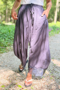 Crinkled Wide Leg Pants - Ink