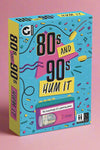 In teams, him and guess songs of the 80’s & 90’s. Contains: 50 cards with songs to hum, score pad, timer, & dice.