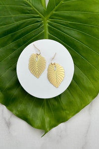Alocasia Leaf Earrings - Gold