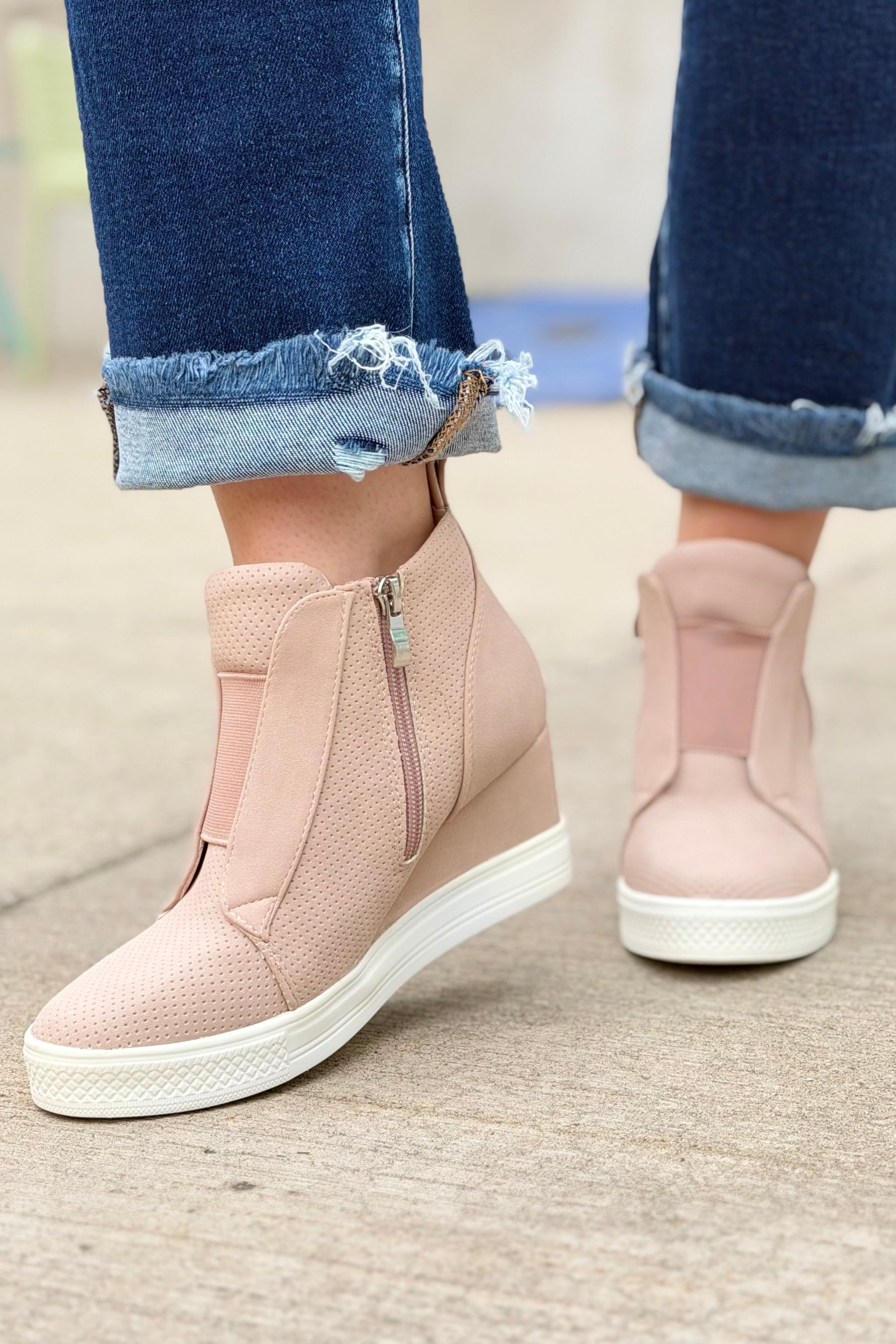 Zoey Hidden Wedge Sneaker - Blush