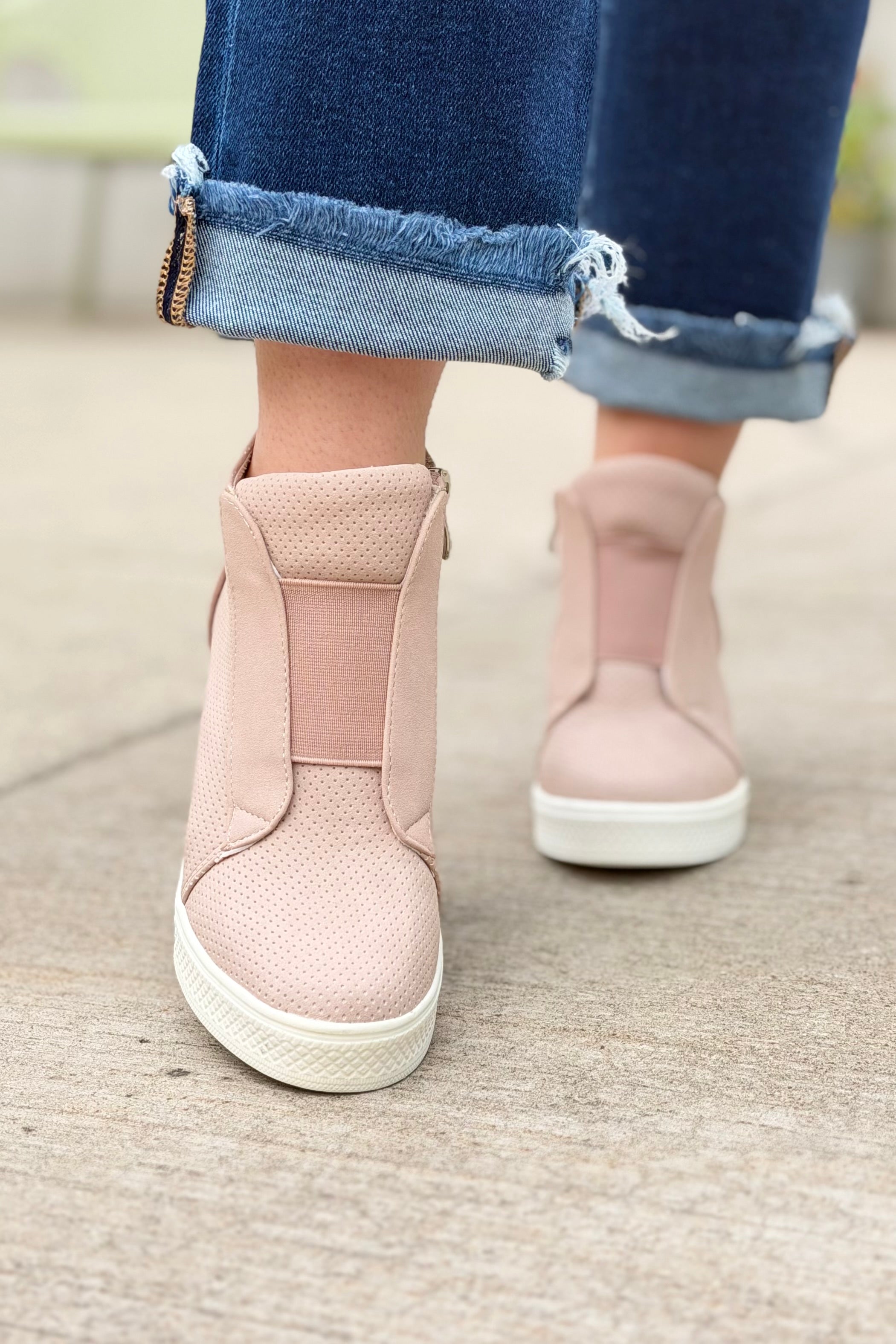 Zoey Hidden Wedge Sneaker - Blush