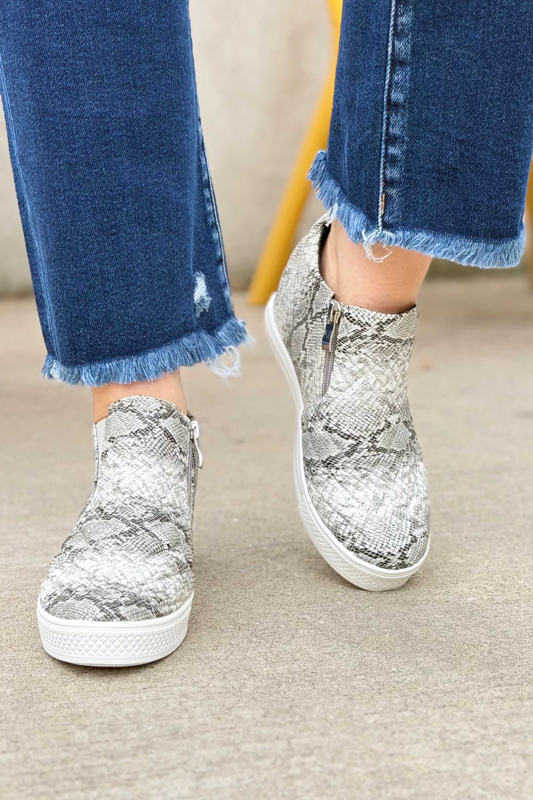 Piper Hidden Wedge Sneakers - Snake