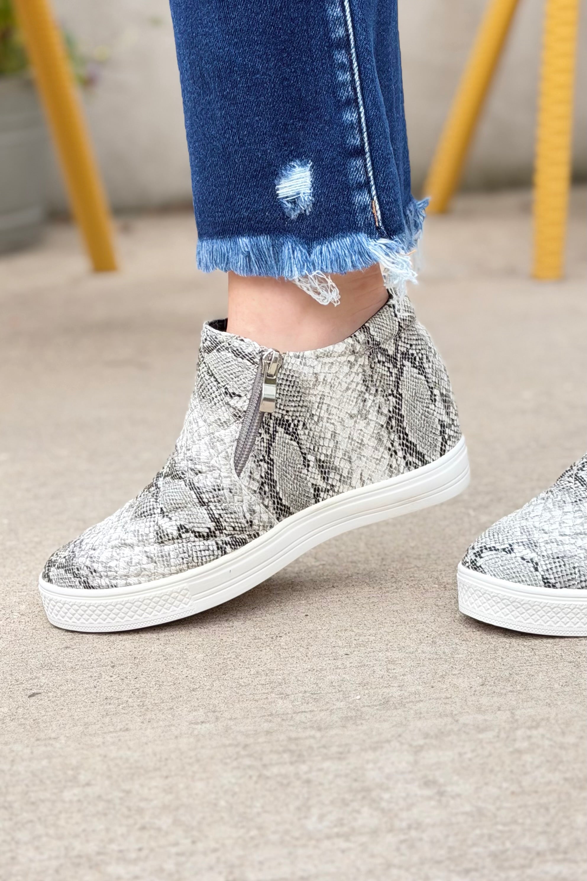 Piper Hidden Wedge Sneakers - Snake