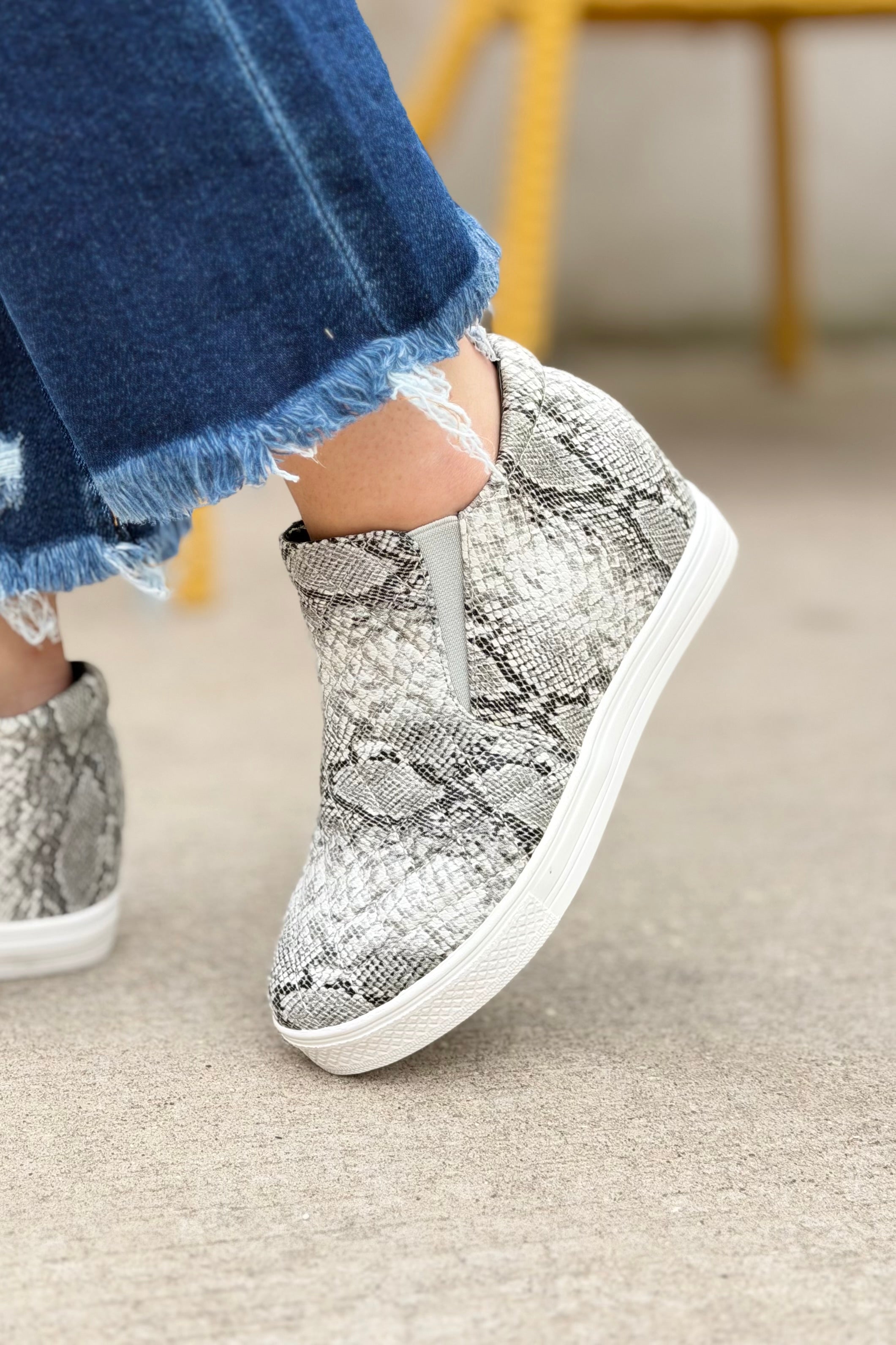 Piper Hidden Wedge Sneakers - Snake