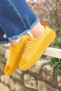 Aimee Solid Color Leather Sneaker - Tetris
