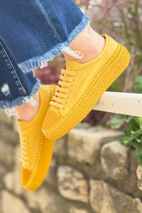 Aimee Solid Color Leather Sneaker - Tetris
