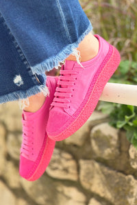 Aimee Solid Color Leather Sneaker - Bead
