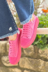 Aimee Solid Color Leather Sneaker - Bead