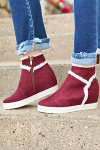 Hidden Wedge Booties - Maroon