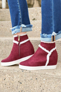 Hidden Wedge Booties - Maroon