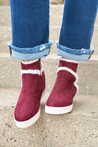Hidden Wedge Booties - Maroon