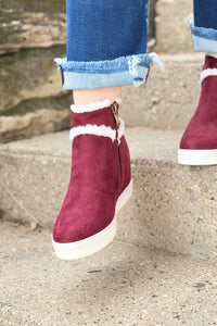 Hidden Wedge Booties - Maroon