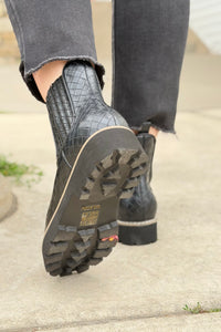 Myra Black Woven Chelsea Boot