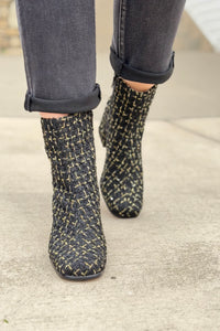 Demi Black Tweed Woven Boot