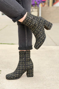 Demi Black Tweed Woven Boot