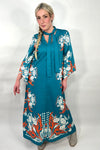 Botanical Graphic Maxi Dress - Blue