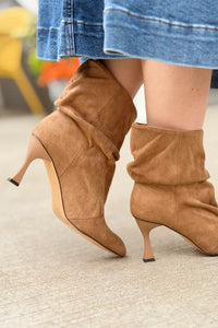 Gina Slouch Heel Bootie - Latte