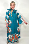 Botanical Graphic Maxi Dress - Blue