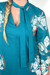 Botanical Graphic Maxi Dress - Blue