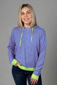 Two-Tone Striped Hoodie - Pink