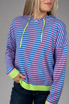 Two-Tone Striped Hoodie - Pink