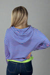 Two-Tone Striped Hoodie - Pink