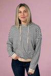 Two-Tone Striped Hoodie - Grey