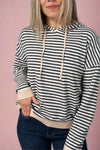 Two-Tone Striped Hoodie - Grey