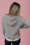 Two-Tone Striped Hoodie - Grey