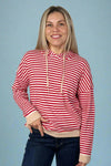 Two-Tone Striped Hoodie - Red