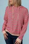 Two-Tone Striped Hoodie - Red