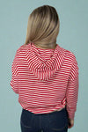 Two-Tone Striped Hoodie - Red