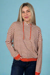 Two-Tone Striped Hoodie - Brick