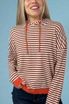 Two-Tone Striped Hoodie - Brick
