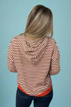 Two-Tone Striped Hoodie - Brick