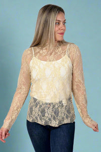 Sheer Lace Top - Cream