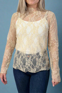Sheer Lace Top - Cream
