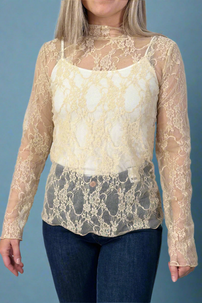 Sheer Lace Top - Cream
