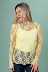 Sheer Lace Top - Lemon