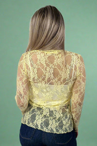 Sheer Lace Top - Lemon