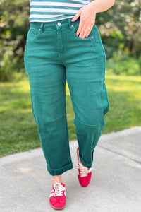 Barrel Cropped Denim Pants - Hunter