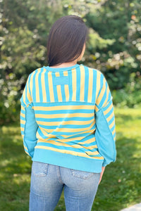 Striped Half Button Down - Yellow