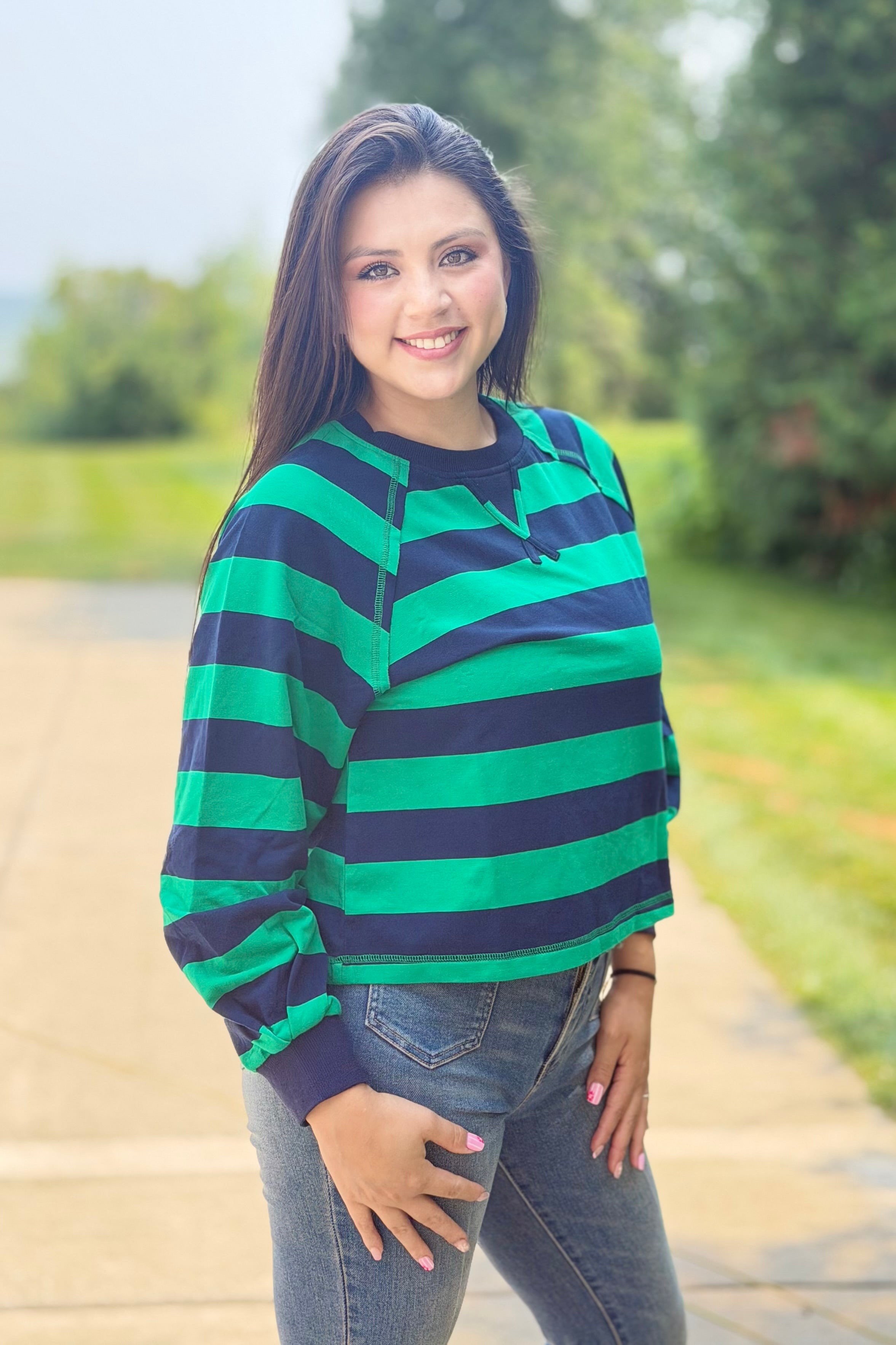 Casual Stripe Top - Navy