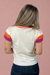 Striped Color Block Knit Top - White