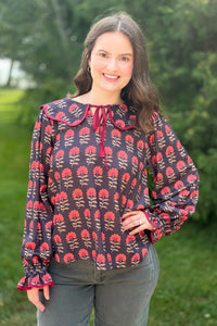 Floral Jacquard Tie Top